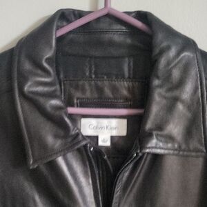 Calvin Klein Men's Black Leather Zip-Front Jacket